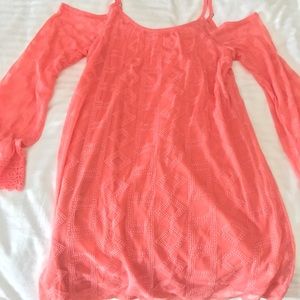 Coral cold shoulder dress NWOT